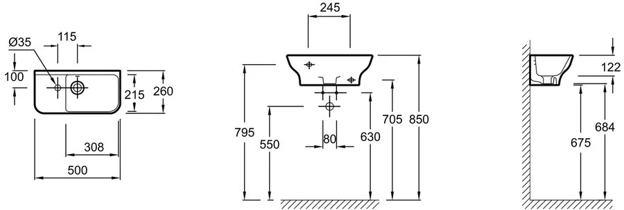 Раковина Jacob Delafon Struktura 50 см подвесная EGJ112-00