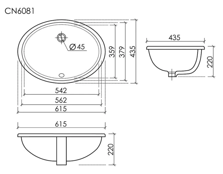 Раковина Ceramica Nova Era 61.5 см встраиваемая CN6081