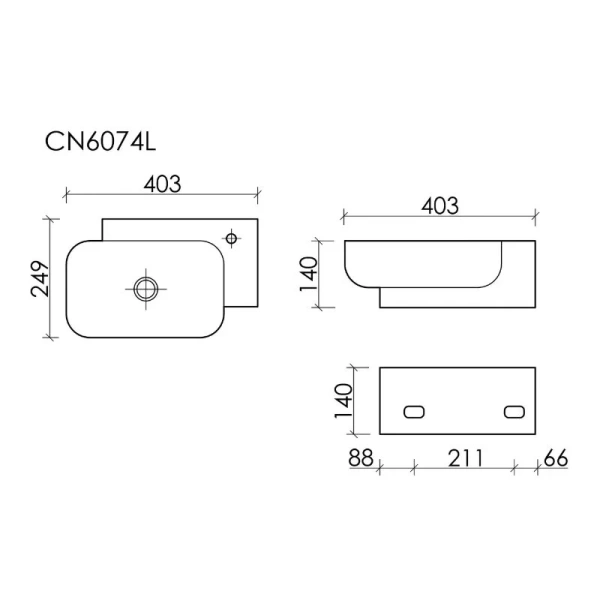 Раковина Ceramica Nova Element 40 см чаша слева белая CN6074L