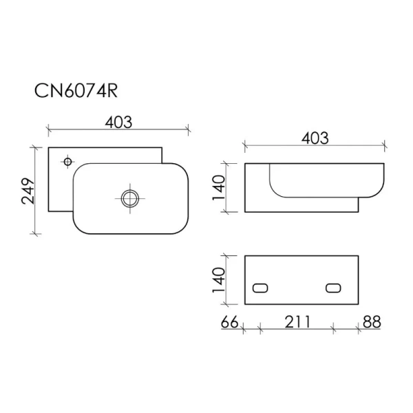 Раковина Ceramica Nova Element 40 см чаша справа белая CN6074R Staron