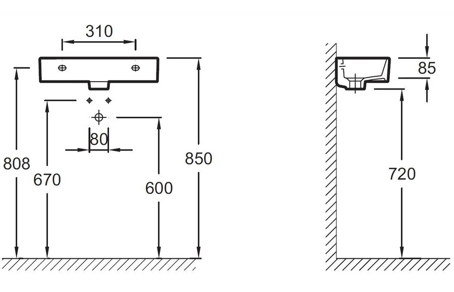 Раковина Jacob Delafon Odeon Rive Gauche EGO112 50 см подвесная Staron