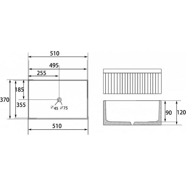 Раковина Abber Rechteck 51 см накладная AC2216