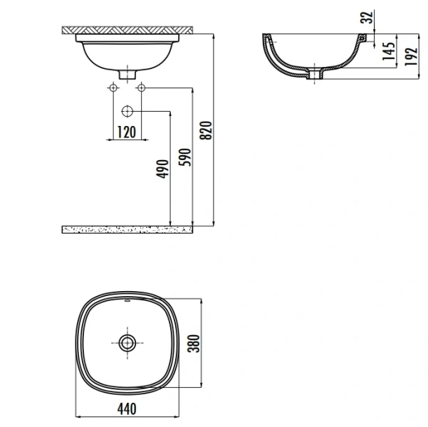 Раковина Creavit Solo 44 см белая SO037-00CB00E-0000 Staron