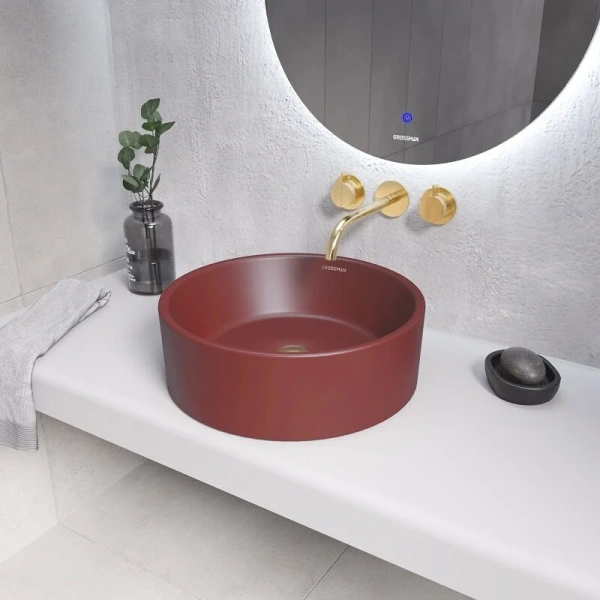 Раковина Grossman Color 41 см бордовая матовая GR-3013VIM Staron