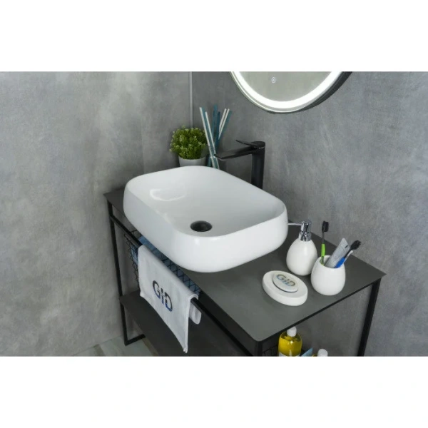 Раковина GID Geometrico N9243 56 см белая 51135 Staron