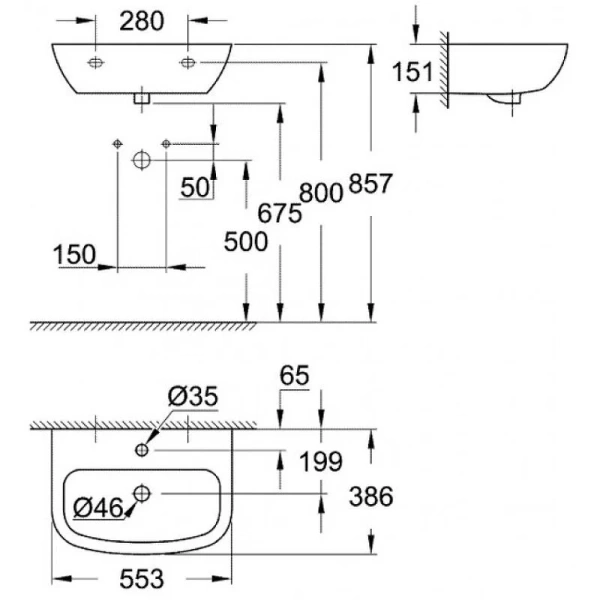 Раковина Grohe Bau Ceramic 55 см альпин-белый 39440000