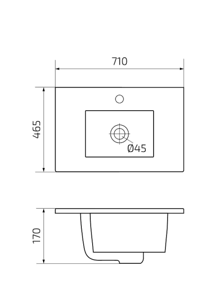 Раковина GID Integrado 9070e 71 см белая 71102