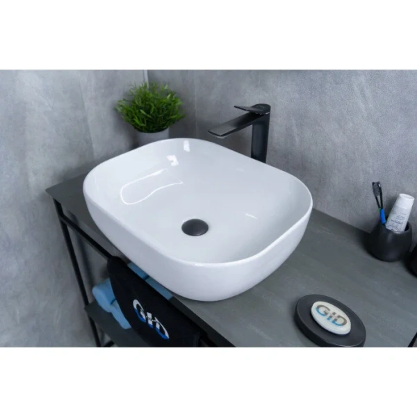 Раковина GID Geometrico D1302 50 см белая 51198 Staron