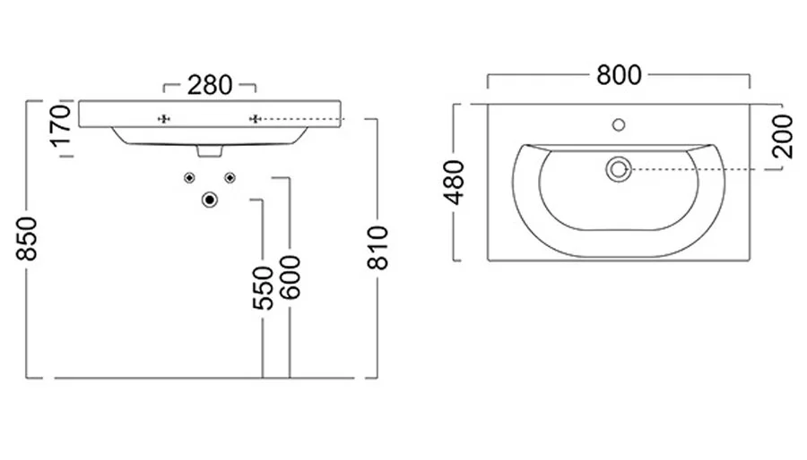 Раковина Kerama Marazzi Buongiorno 80 см с крепежом BG.wb.80