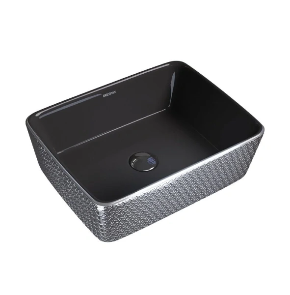 Раковина Grossman Color 48 см серебро/черная GR-3016SBR