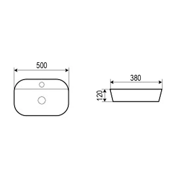 Раковина Azario 50 см накладная AZ-2202 SP