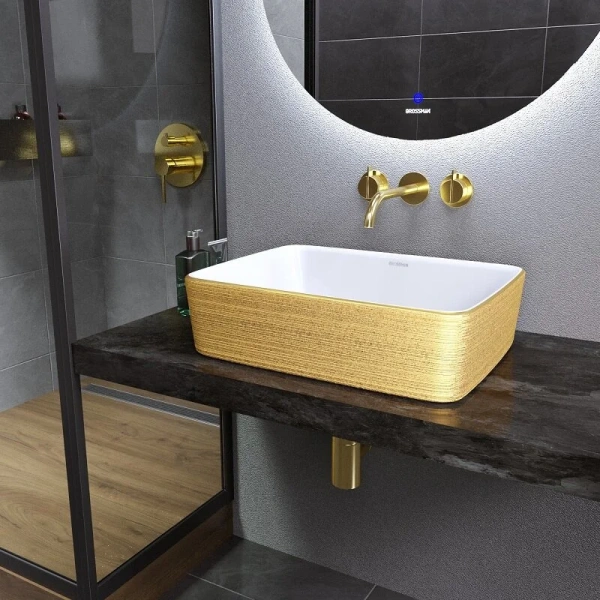 Раковина Grossman Color 48 см золото/белая GR-3016GW Staron