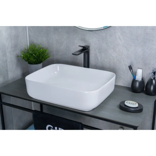 Раковина GID Geometrico D1304 50 см белая 51197 Staron