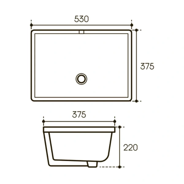 Раковина Aqueduto SOTTO 53 см встраиваемая SOT0210