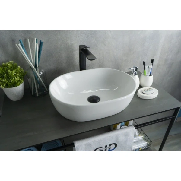 Раковина GID Lago N9026b 48 см белая 51113 Staron