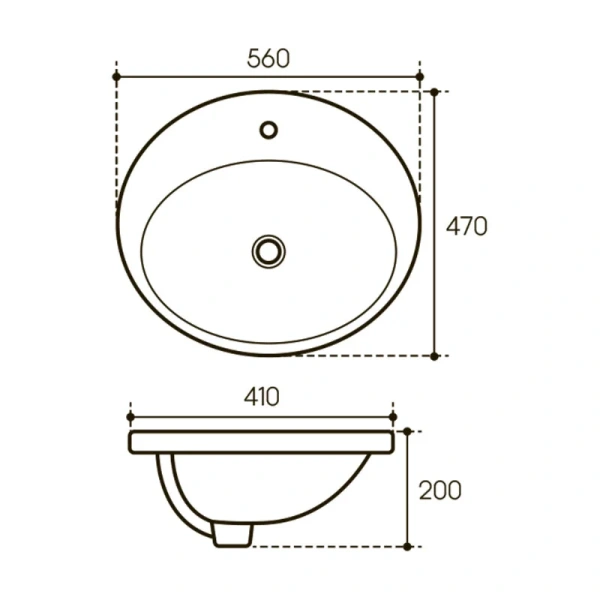 Раковина Aqueduto INSERTO 56 см встраиваемая INS0310