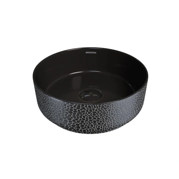 Раковина Grossman Color 35.5 см черная с текстурой кожи GR-5010BBL