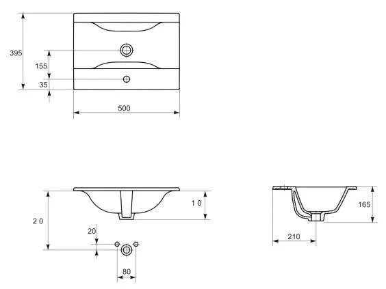 Раковина Cersanit Ontario 50 см встраиваемая, белая P-UM-On50/1