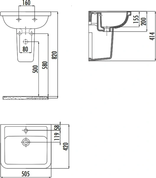 Раковина Creavit Key 50 см белая KY050-00CB00E-0000