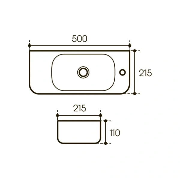 Раковина Aqueduto PEQUENO 50 см подвесная PEQ0110