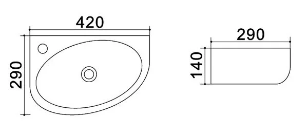 Раковина Azario 42 см левая AZ-4519A Staron