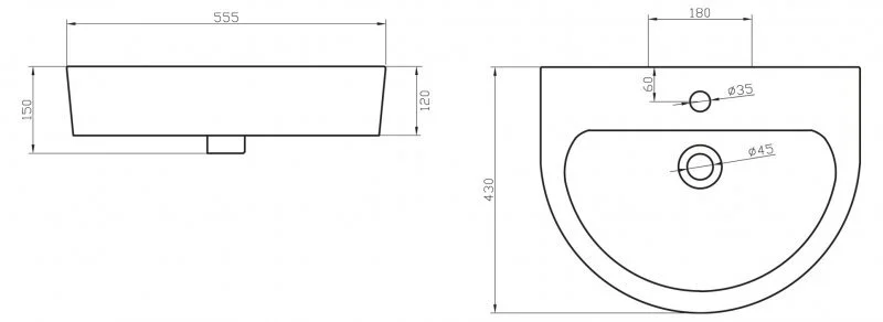 Раковина BelBagno Marino 56 см белая BB105L