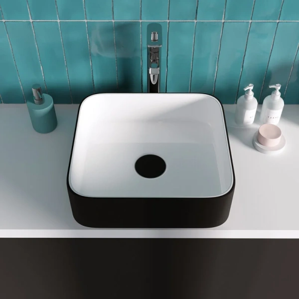 Раковина Grossman 38,5 см белая/черная GR-4042BW Staron