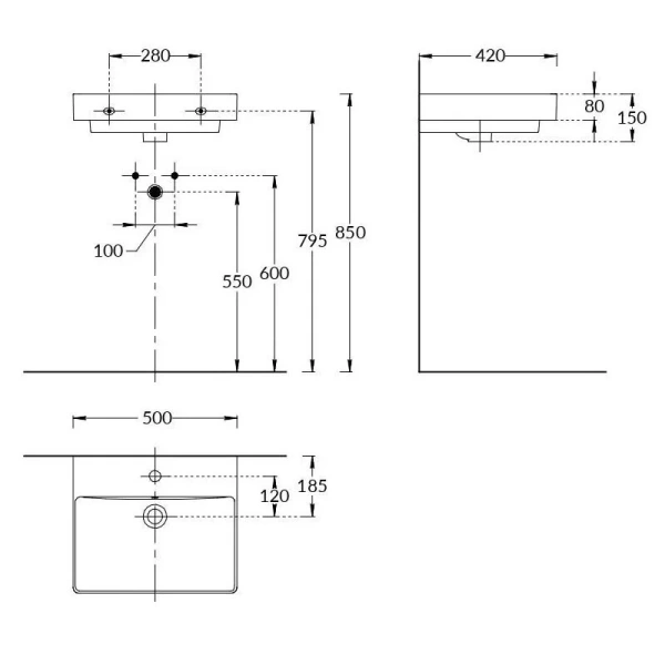 Раковина Kerama Marazzi Pro 50 см подвесная PROR.wb.50
