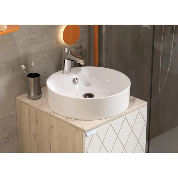 Раковина Sanita Luxe Best 43 см белая WB.CT/Best/43-C.Shelf/WHT.G/S1 Staron