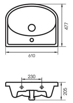Раковина керамическая Cersanit ERICA S-UM-ERI61/1-w 61х48.5 см