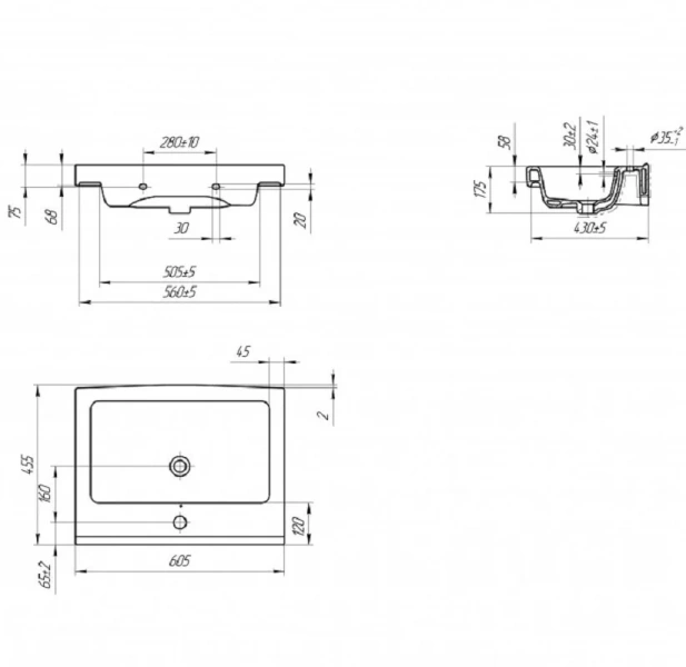 Раковина Cersanit Grand UM-GRA60/1 белая