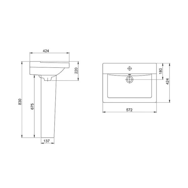 Раковина Santeri Орион 57 см белая 131108S0011B0