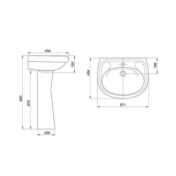 Раковина Santeri Воротынский 57 см с отверстием под смеситель 1.3111.7.S00.10B.0