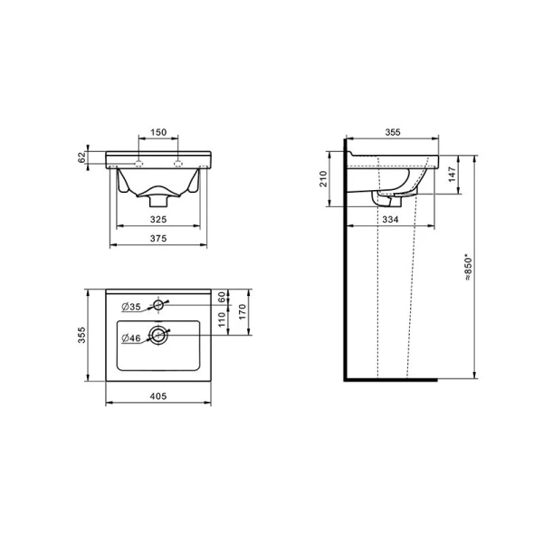 Раковина Santeri Визит 40 см прямоугольная 131177S0011B0